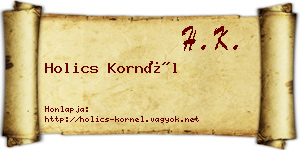 Holics Kornél névjegykártya
